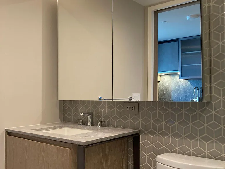Gorgeous finishes. Medicine cabinets behind mirrors.