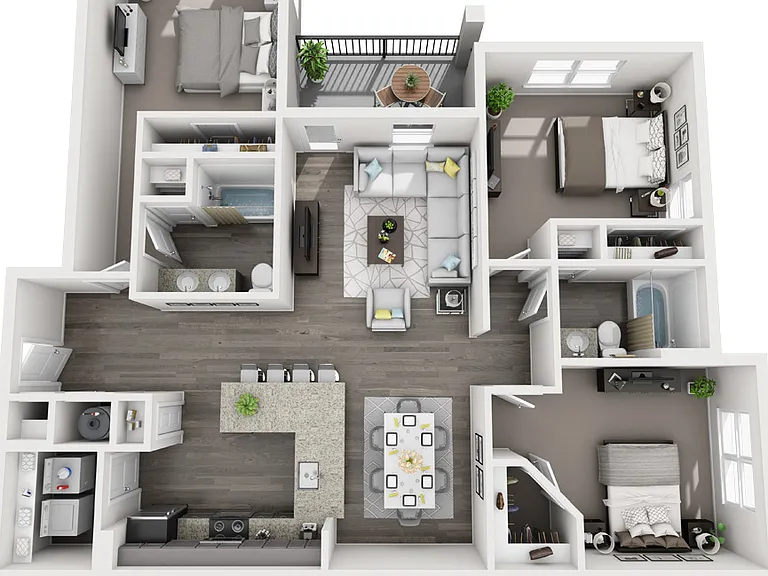 Atlantic At Grand Oaks - C-1- 3x2 - 2 Beds - 2 Baths - 1410 Sq. ft.