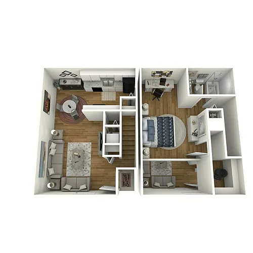 Floor plan 1 Bedroom Loft no fireplace