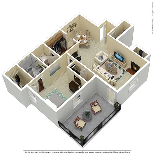Floor plan One Bedroom, One and a Half Ba