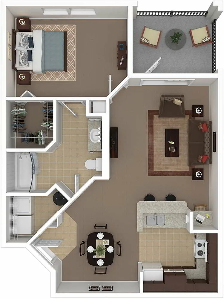 Floor plan A1 Coconut - One Bedroom, One Bathroom