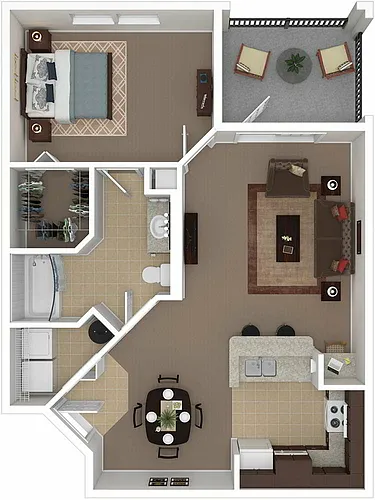 Floor plan A1 Coconut - One Bedroom, One Bathroom