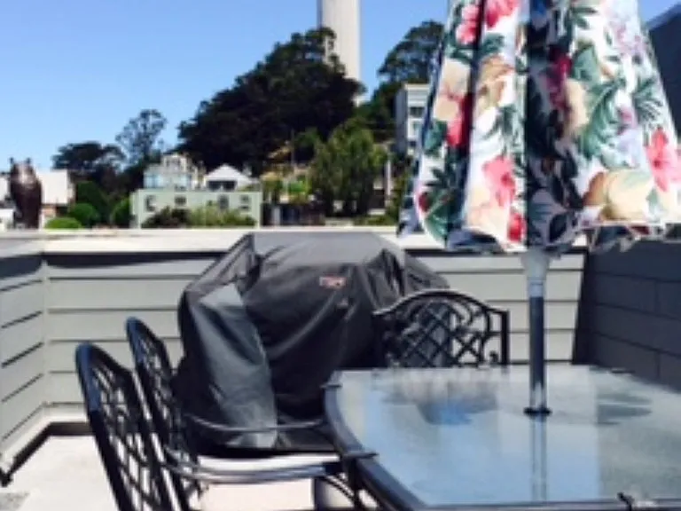 Roof deck and view of Coit Tower