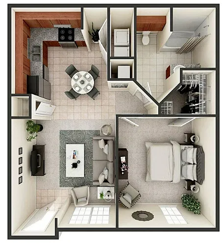 Floor plan 1 Bed 1 Bath Cottage