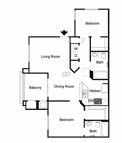 Floor plan 2 Bed 2 Bath