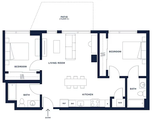 Floor plan 2 Bed/2 Bath-A3