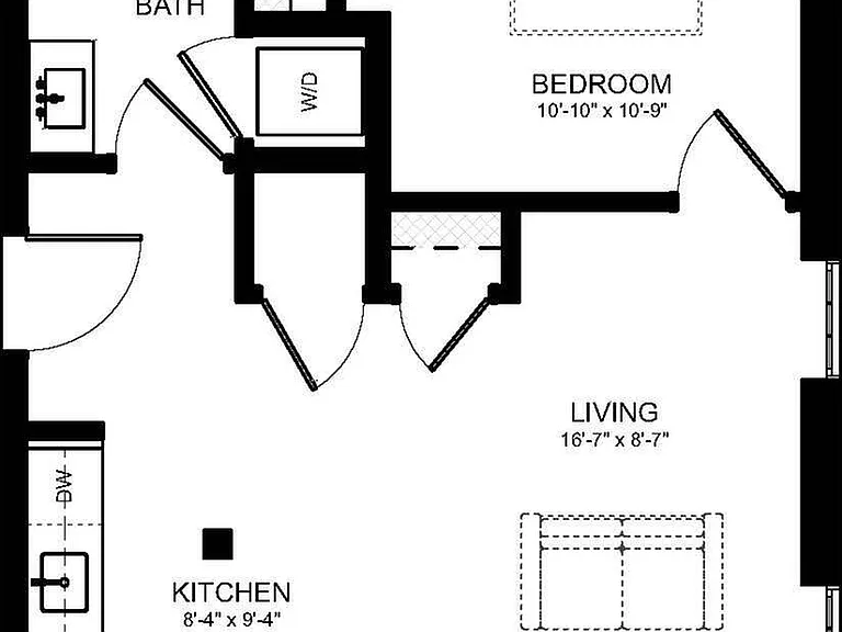 Explore this chic urban apartment layout, designed for stylish city living. Explore this chic urban apartment layout, designed for stylish city living.