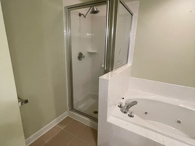 Primary bath shower and jetted tub.