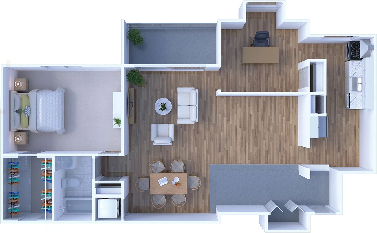 Floor plan 1 Bed 1 Bath | Classic DLX