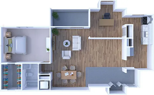 Floor plan 1BR - 1BTH DLX