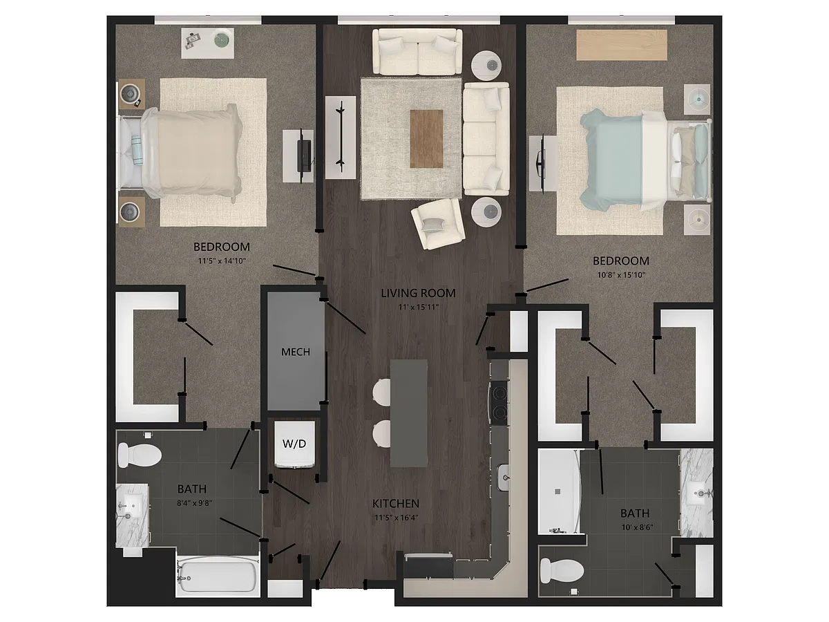 Floor plan 2 Bed/2 Bath-B28