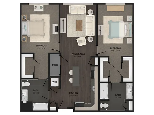 Floor plan 2 Bed/2 Bath-B28