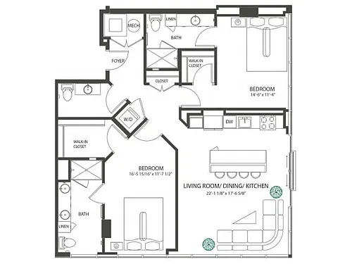 Floor plan Two Bedroom Penthouse