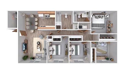 Floor plan Upstairs 4-bedroom Apt