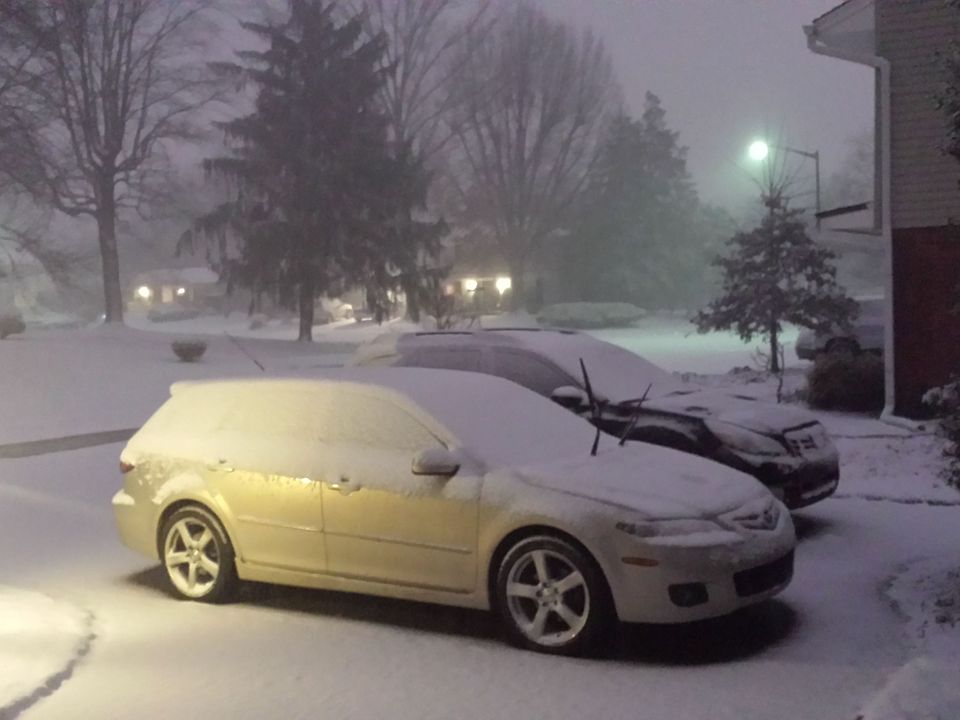 Out the front door in snow
