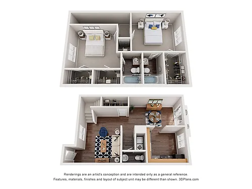 Floor plan The Ensemble - 2 Bed, 2.5 Bath Town Home, Optional