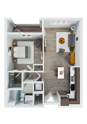 Floor plan Eastern: 1 Bedroom Apartment