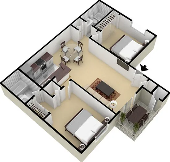 2 Bedroom 2 Bath - No Washer/Dryer 2 Bedroom 2 Bath - No Washer/Dryer