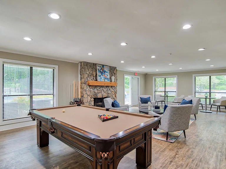 Billiards table in dedicated entertainment space