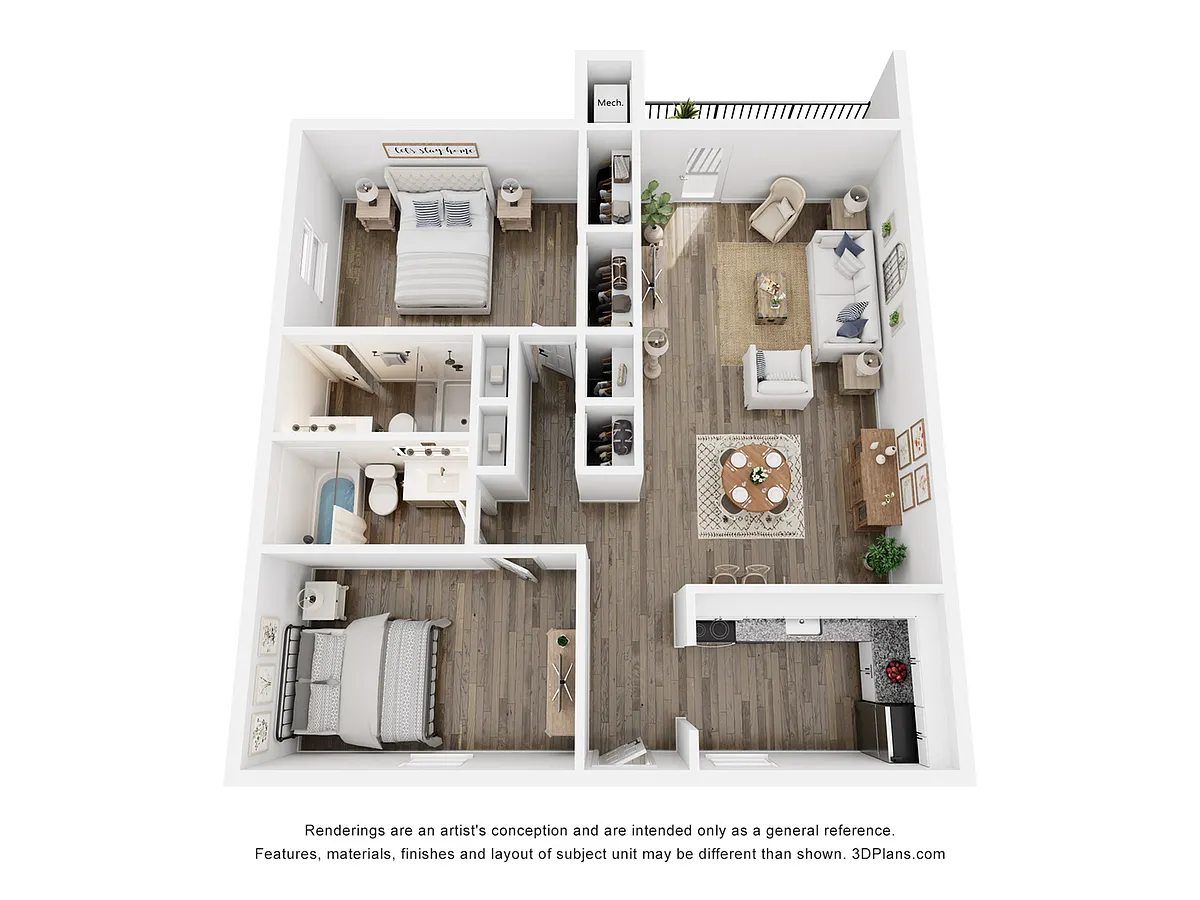 Floor plan B2 | 2 Bed | 2 Bath | Classic
