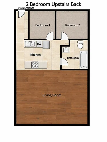Floor plan 2 Bedroom 2nd floor back