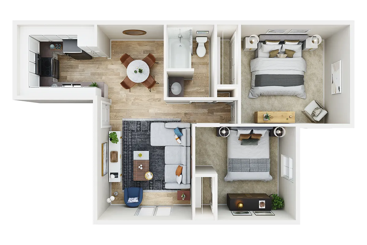 Floor plan Two Bedroom One Bathroom