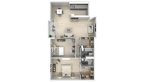 Floor plan 2 Bedroom 2 Bathroom Without Balcony