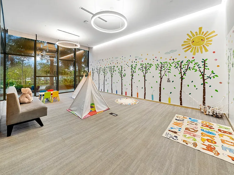 A dedicated children's playroom encourages creativity, learning, and play.