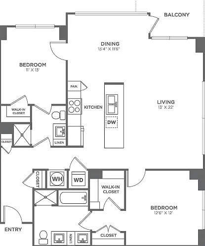 Two Bedroom Two Bath (1,284 SF) Two Bedroom Two Bath (1,284 SF)