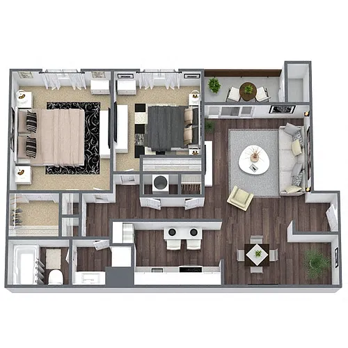 Floor plan B1: 2 Bed 1 Bath