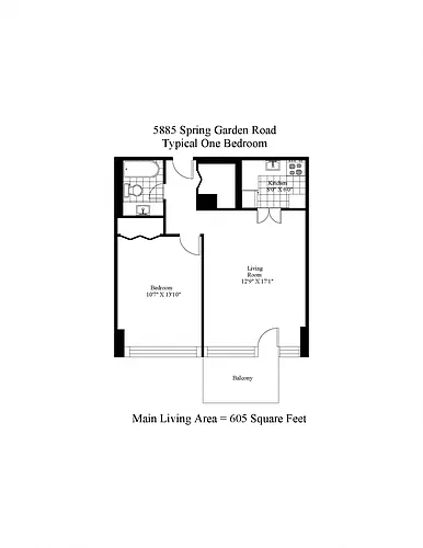 Floor plan One Bedroom + Balcony