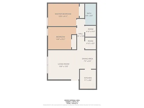 Floor plan 2 Bed 1 Bath