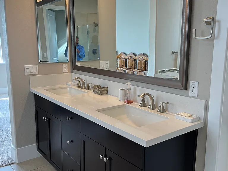 Extra large bathroom with two-sink vanity