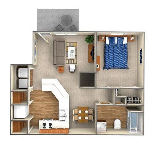 Floor plan 1 Bedroom 1 Bath