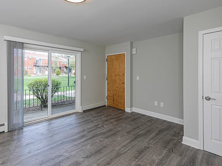 Spacious living room with patio
