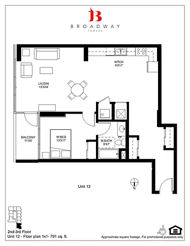 Floor plan Broadway 12 1x1