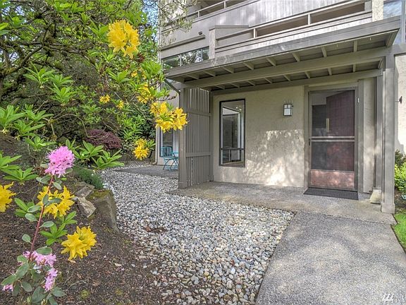 Beautiful rhododendrons welcome you home.