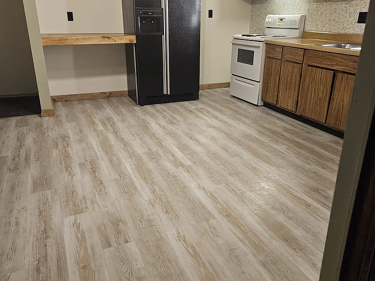 Large Kitchen with sliding door off deck