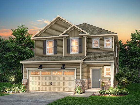 Murray Exterior LC2H features siding, stone accents, covered front porch and 2 car garage