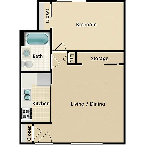 Floor plan 1BR 1BA