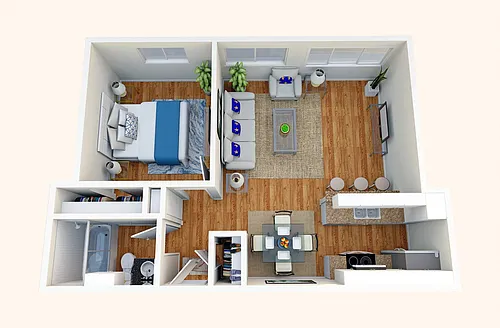 Floor plan One Bedroom, One Bath