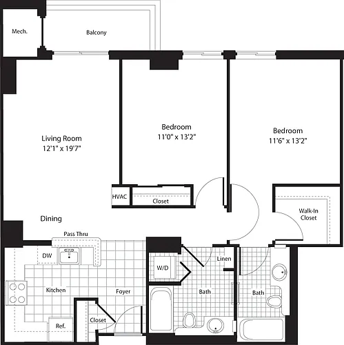 Floor plan 2 Bedrooms K