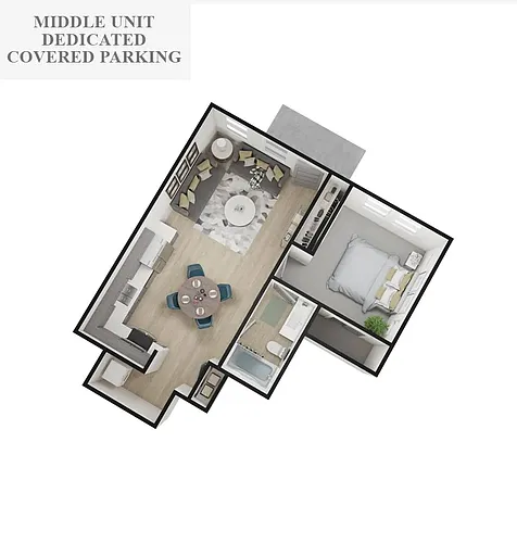 Floor plan Imperial 1-Bed W/Dedicated Covered Parking