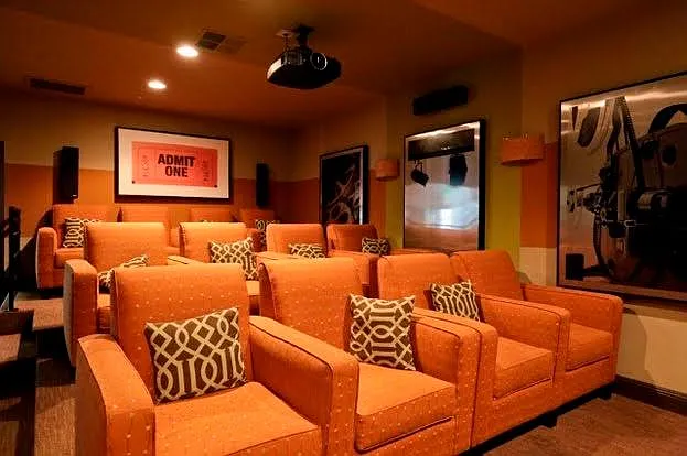 movie theater next to gym