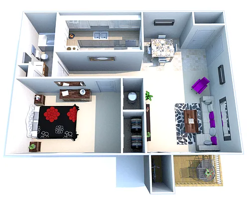 Floor plan Phase II - 1 Bedroom, 1 Bath