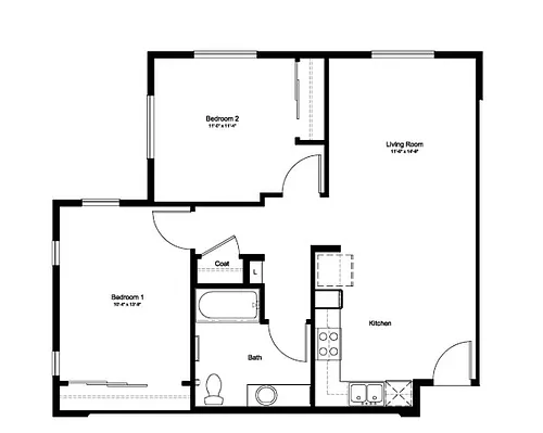 Floor plan 2 Bed 1 Bath C