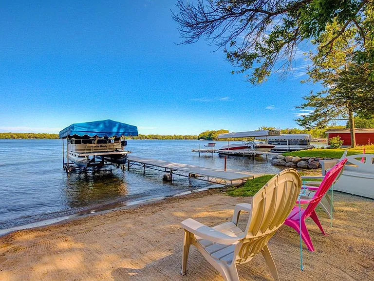 Beach and dock.