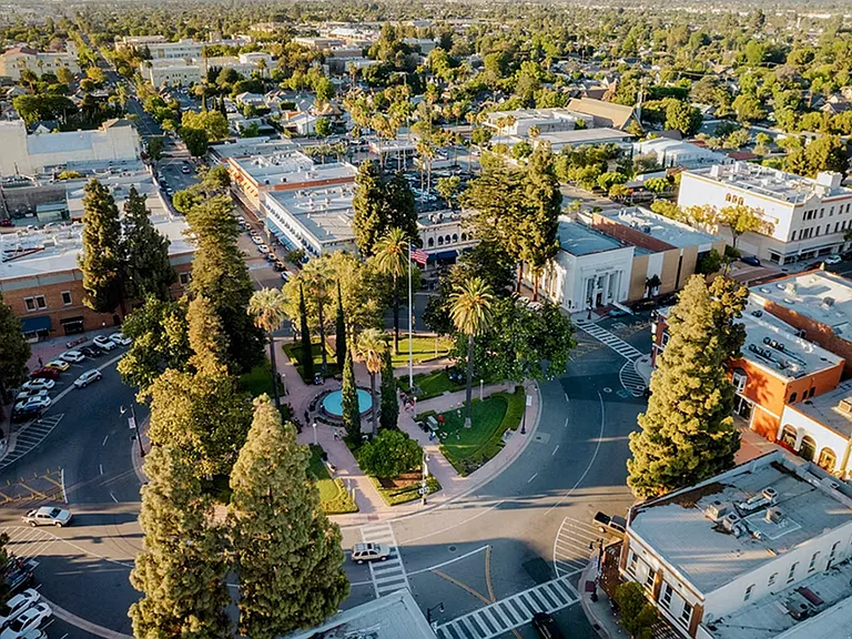 Aerial view of Old Towne Orange circle