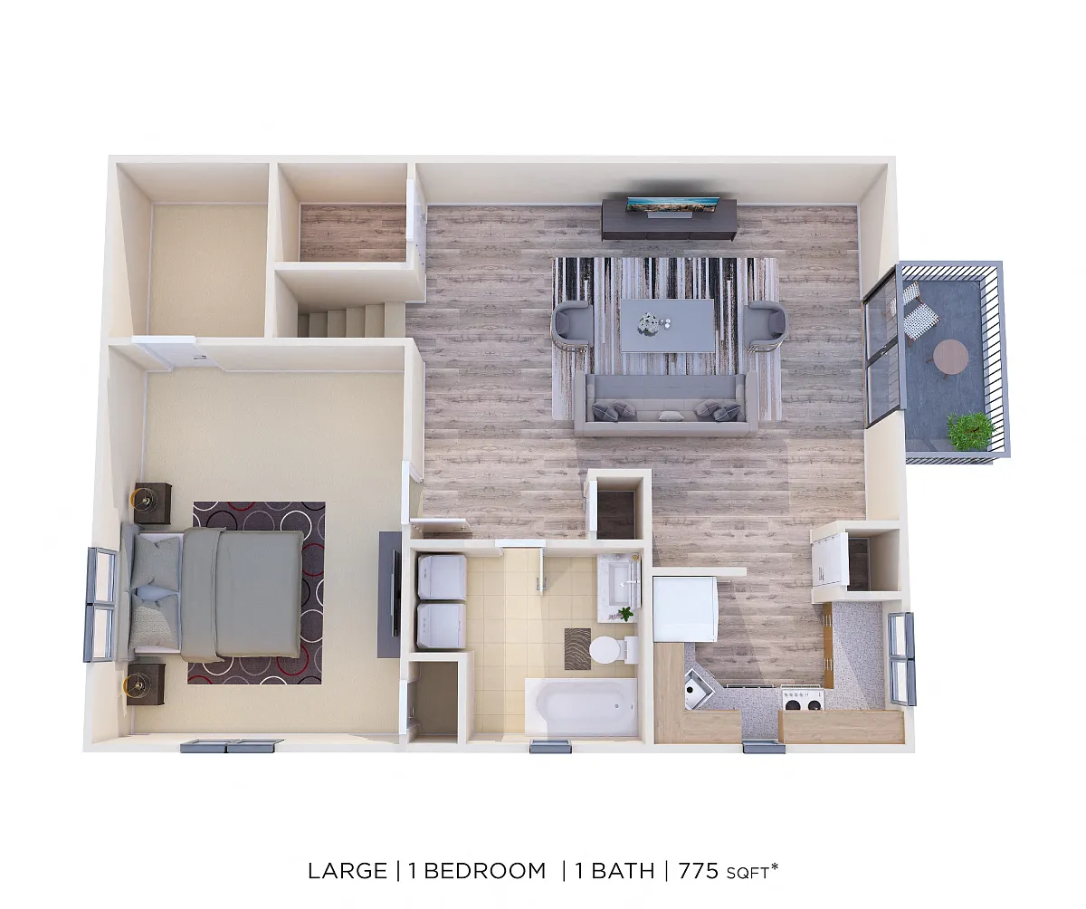 Floor plan One Bedroom - 775 sqft