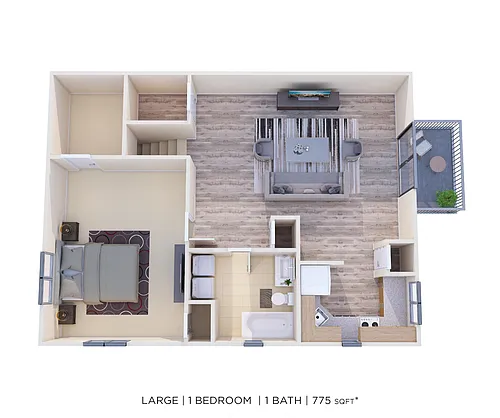 Floor plan One Bedroom - 775 sqft